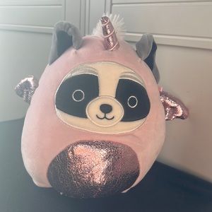 Squishmallows Official Kellytoy Plush Rocky the Raccoon in Pink Alicorn Costume